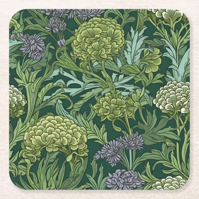 Seamless William Morris style floral pattern Square Paper Coaster (Front)