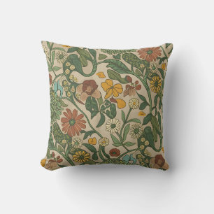 Seamless William Morris style floral pattern Throw Cushion