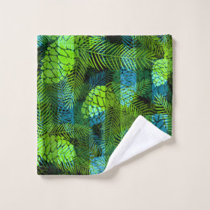 Seamless winter Christmas green blue pine cones tr Bath Towel Set