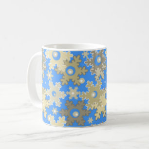 Seamless winter light blue beige pattern snowflake coffee mug