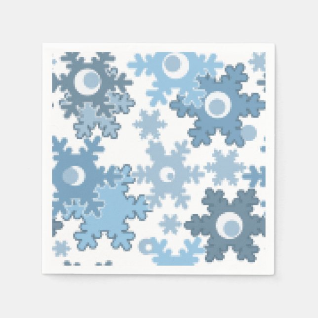 Seamless winter light blue white pattern snowflake napkin (Front)
