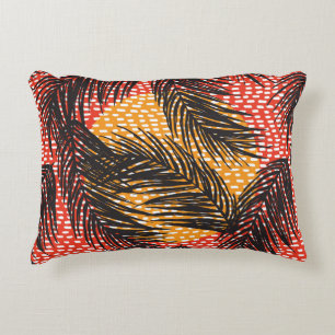 Seamless with black palm leaves and strokes decorative cushion