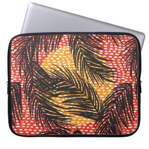 Seamless with black palm leaves and strokes laptop sleeve