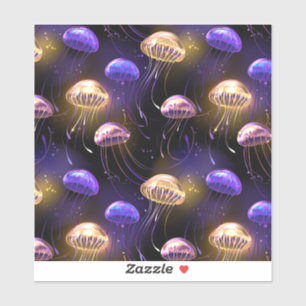 Seamless with glowing jellyfish