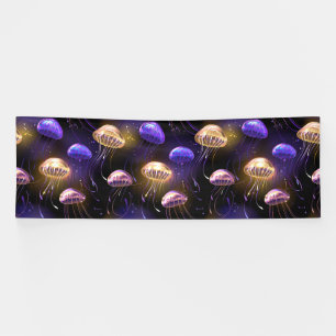 Seamless with glowing jellyfish banner