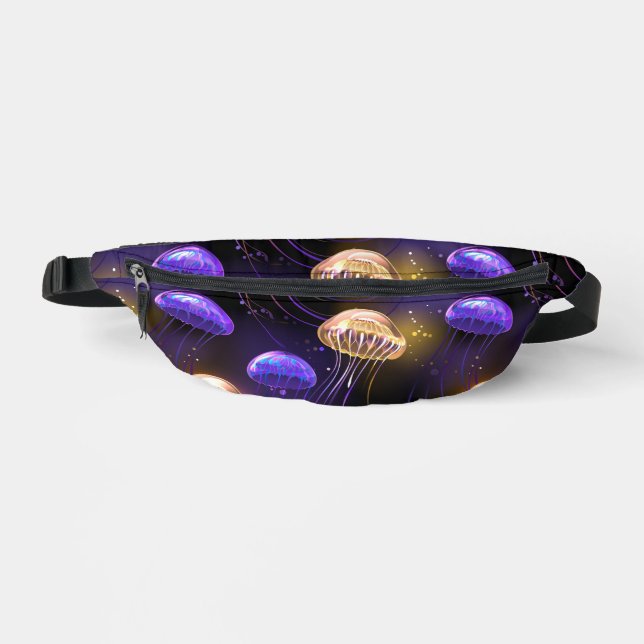 Seamless with glowing jellyfish bum bags (Front)