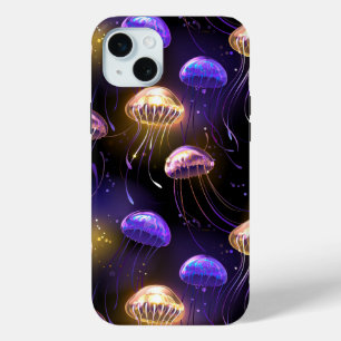 Seamless with glowing jellyfish iPhone 15 mini case