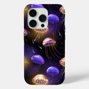 Seamless with glowing jellyfish iPhone 15 pro case