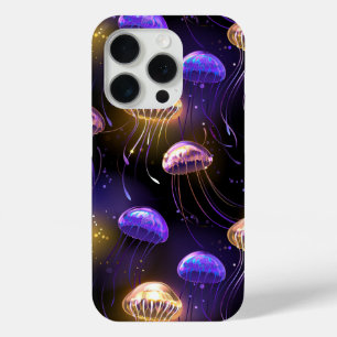 Seamless with glowing jellyfish iPhone 15 pro case