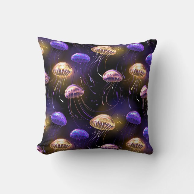 Seamless with glowing jellyfish cushion (Front)