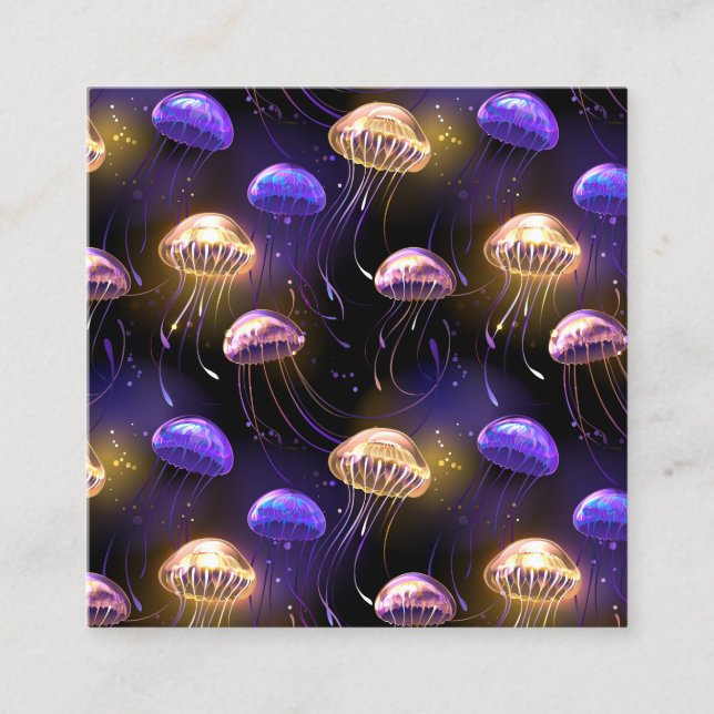 Seamless with glowing jellyfish discount card (Front)