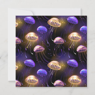 Seamless with glowing jellyfish invitation