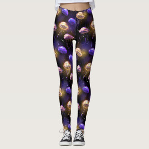 Seamless with glowing jellyfish leggings