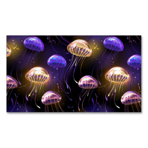 Seamless with glowing jellyfish magnetic business card