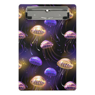 Seamless with glowing jellyfish mini clipboard