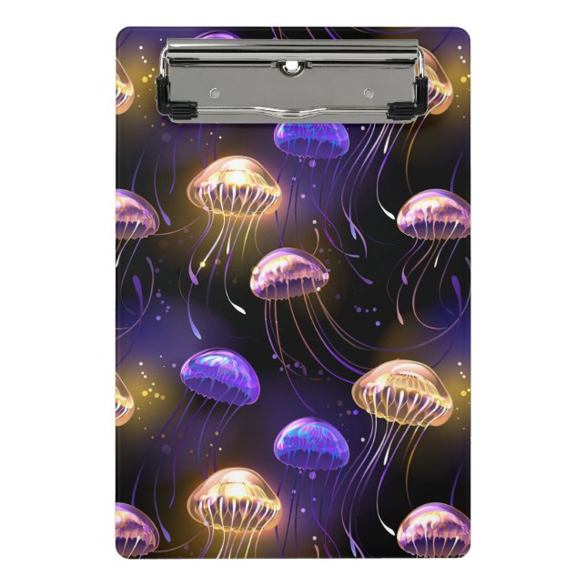 Seamless with glowing jellyfish mini clipboard (Front)
