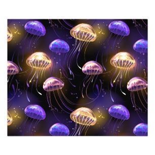 Seamless with glowing jellyfish photo print