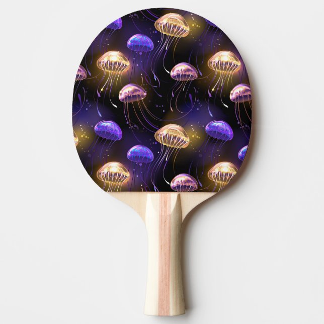 Seamless with glowing jellyfish ping pong paddle (Front)
