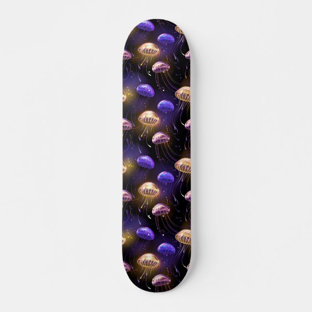 Seamless with glowing jellyfish skateboard (Front)