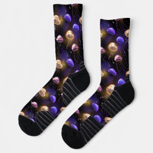 Seamless with glowing jellyfish socks