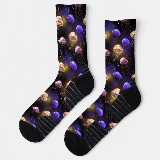 Seamless with glowing jellyfish socks (Left)