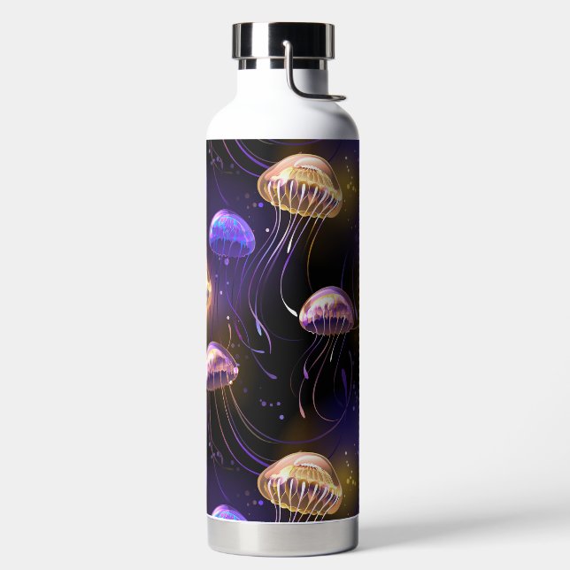 Seamless with glowing jellyfish water bottle (Left)