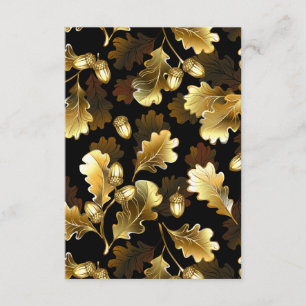 Seamless with golden oak branches on black enclosure card