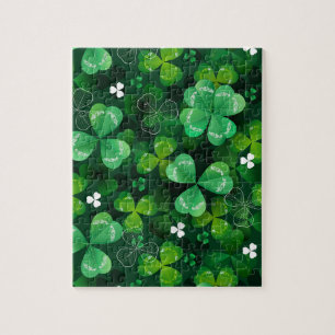 Seamless with green clover jigsaw puzzle