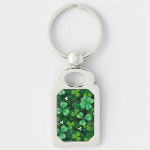 Seamless with green clover key ring