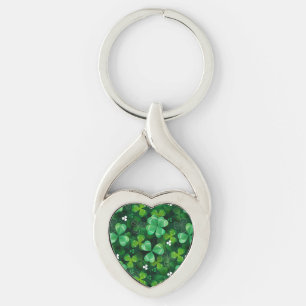 Seamless with green clover key ring