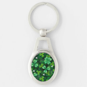 Seamless with green clover key ring