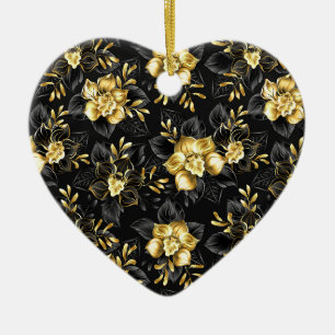 Seamless with jewellery orchids ceramic tree decoration