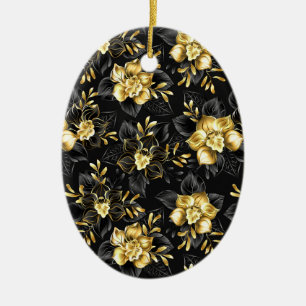 Seamless with jewellery orchids ceramic tree decoration