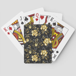 Seamless with jewellery orchids playing cards