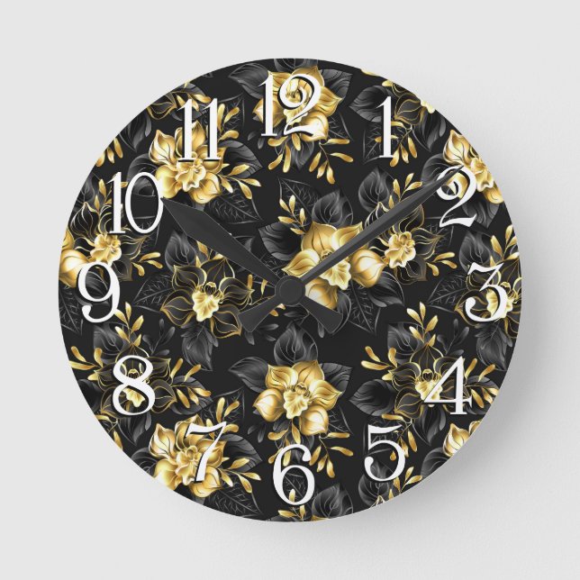 Seamless with jewellery orchids round clock (Front)