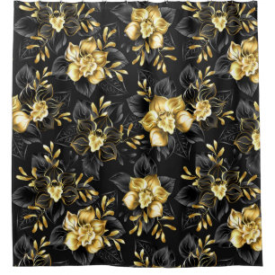 Seamless with jewellery orchids shower curtain