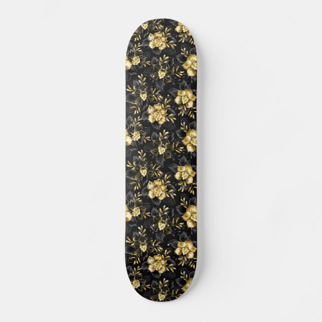 Seamless with jewellery orchids skateboard (Front)