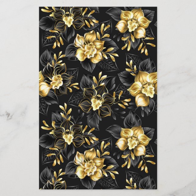 Seamless with jewellery orchids stationery (Front)