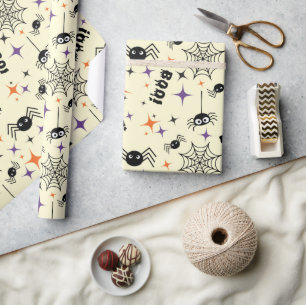 Seamless Wrapping Paper: Spiders, Cobweb, and Boo! Paper