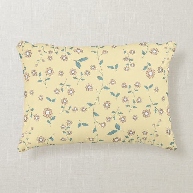 Seamless Yellow Sunflower Botanical Pattern Decorative Cushion (Front)