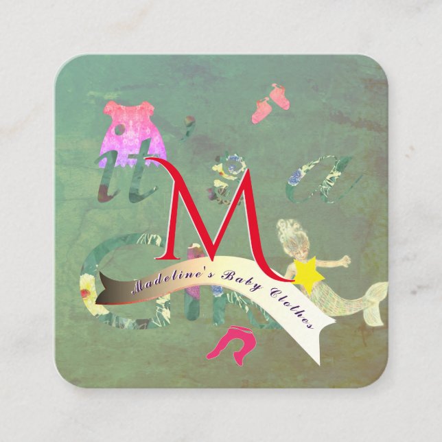 Seamstress Baby Clothes Business Square Business Card (Front)