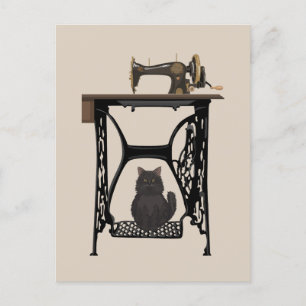 Seamstress Cats Lovers - Vintage Sewing Machine Postcard