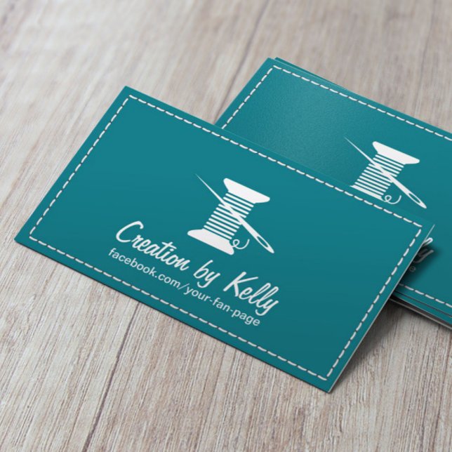 Seamstress Crafter Dressmaker Sewing Plain Teal Business Card (Creator Uploaded)
