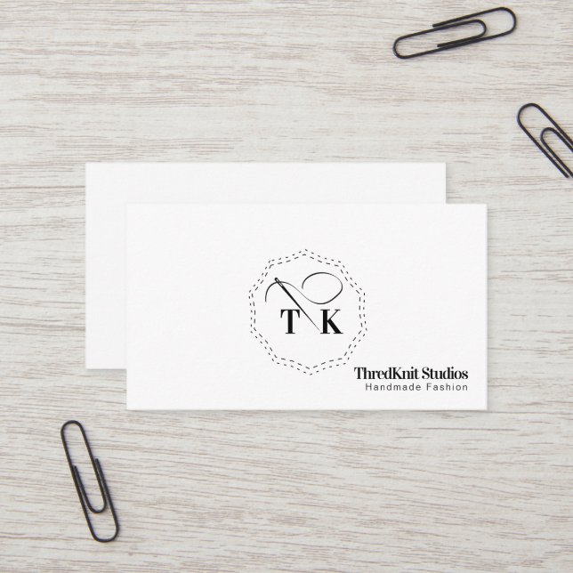 Seamstress Embroidery Tailor Sewing Needle Logo Business Card (Front/Back In Situ)