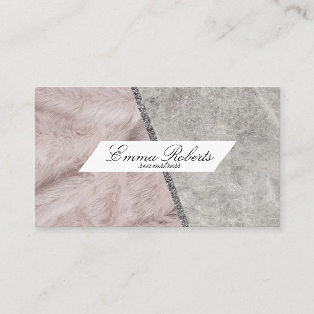 Seamstress Pink Grey Business Card (Front)