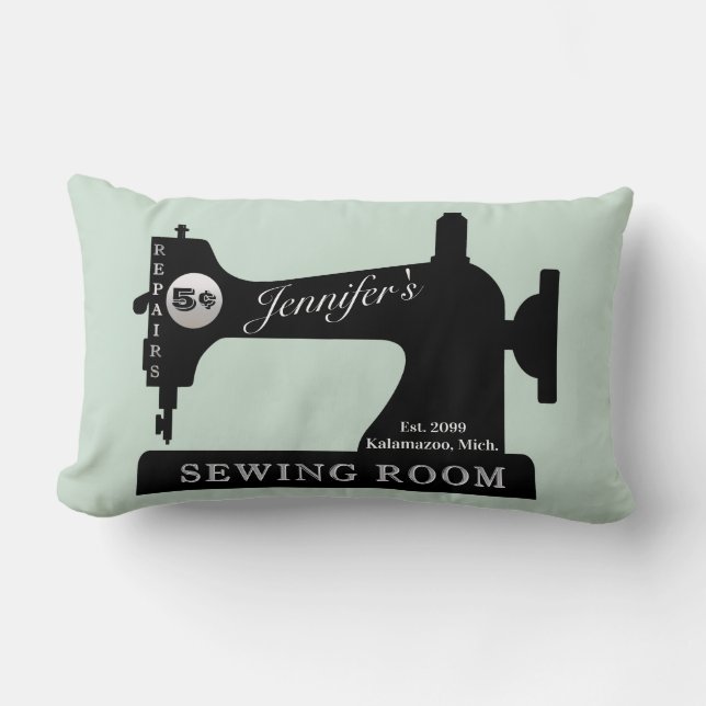 Seamstress Quilter Sewing Gift Sewing Machine Room Lumbar Cushion (Front)