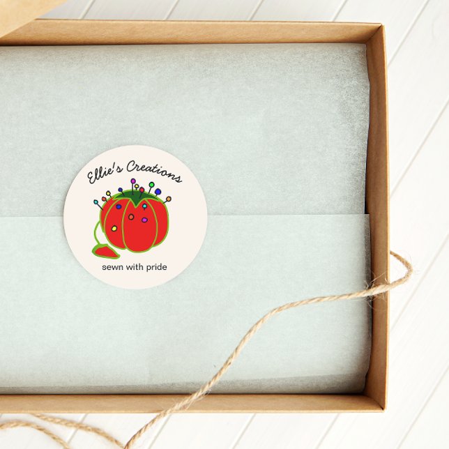 Seamstress Red Pin Cushion Seamstress Classic Roun Classic Round Sticker (Creator Uploaded)