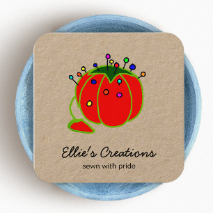 Seamstress Red Pin Cushion Seamstress Square Busi Business Card