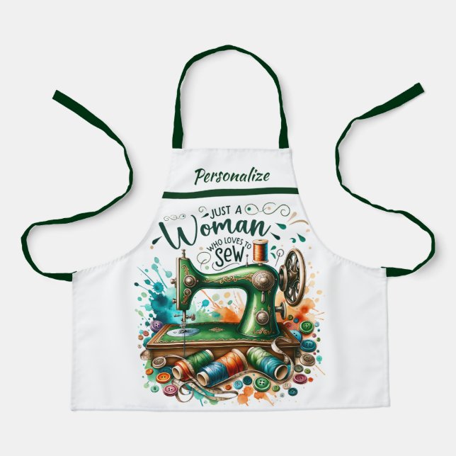 Seamstress Sewing Smock Sewing Machine Personalise Apron (Front)