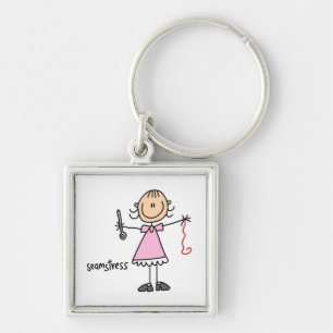 Seamstress Stick Figure Key Ring